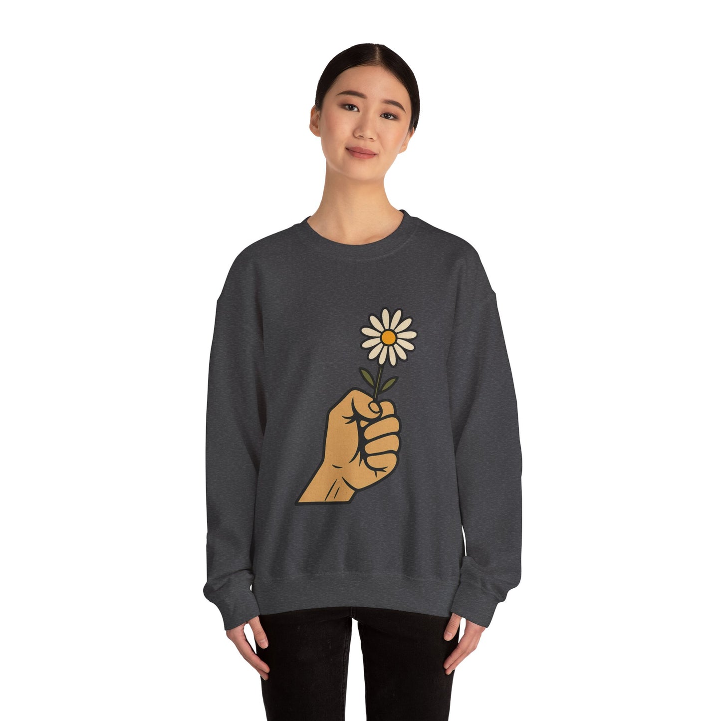 Floral Motif Sweatshirt - Cozy Spring Vibes, Perfect Gift for Friends, Unisex Fashion, Casual Outfits, Eco-Friendly Gift