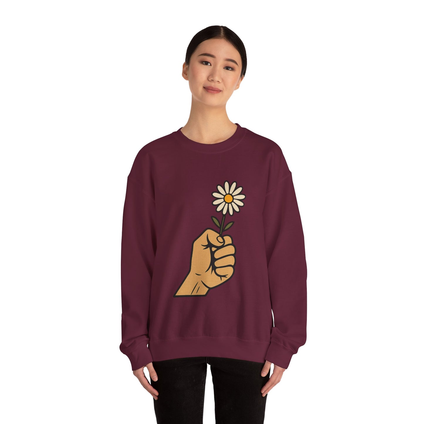 Floral Motif Sweatshirt - Cozy Spring Vibes, Perfect Gift for Friends, Unisex Fashion, Casual Outfits, Eco-Friendly Gift