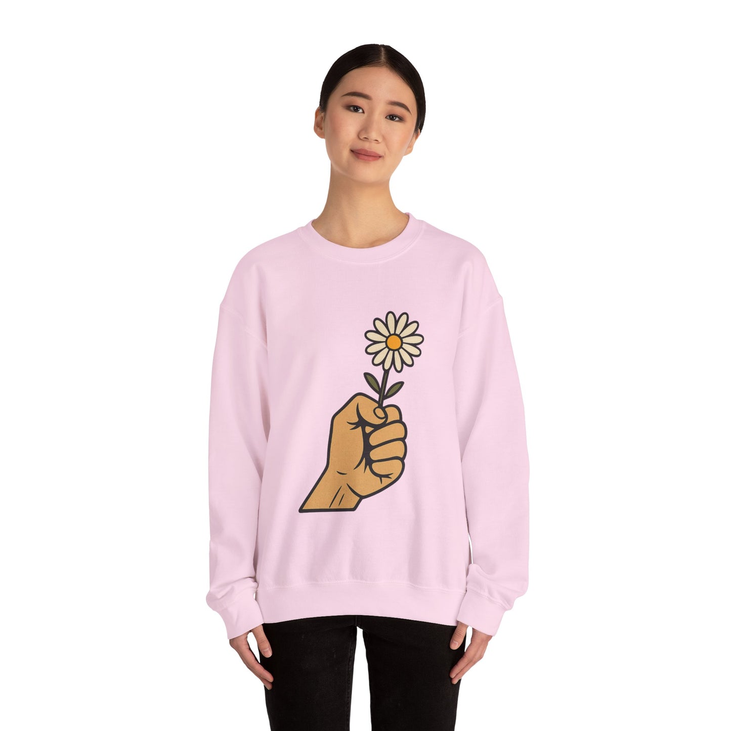 Floral Motif Sweatshirt - Cozy Spring Vibes, Perfect Gift for Friends, Unisex Fashion, Casual Outfits, Eco-Friendly Gift