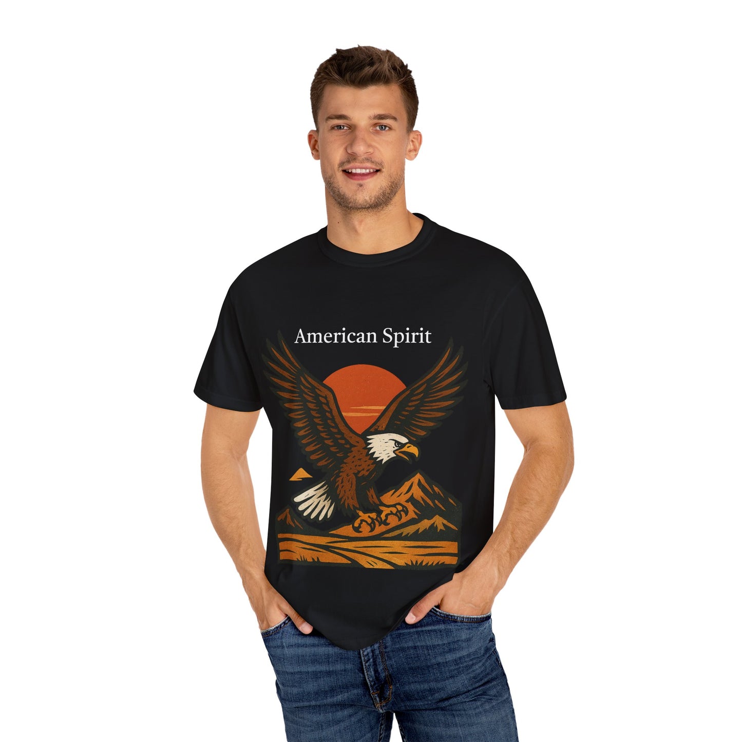 T-shirt Aigle Majestueux – Illustration Vintage au Coucher du Soleil