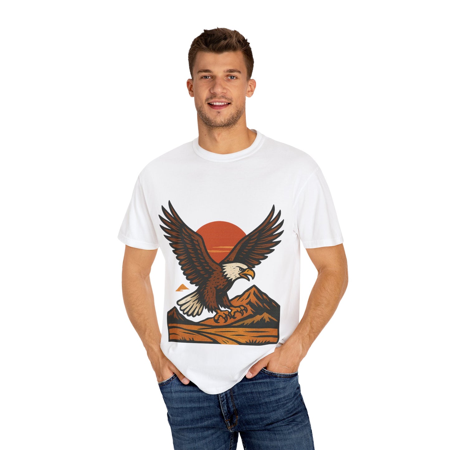 T-shirt Aigle Majestueux – Illustration Vintage au Coucher du Soleil