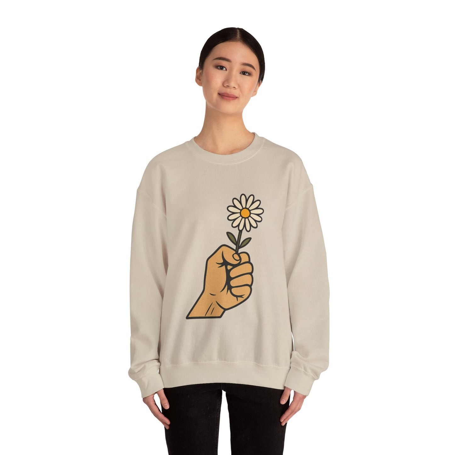 Floral Motif Sweatshirt - Cozy Spring Vibes, Perfect Gift for Friends, Unisex Fashion, Casual Outfits, Eco-Friendly Gift