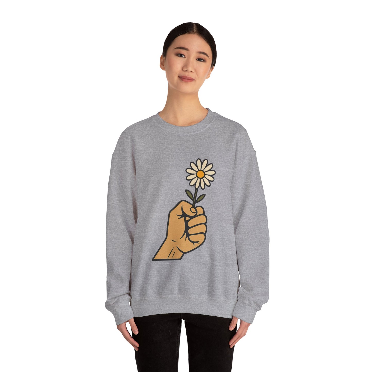 Floral Motif Sweatshirt - Cozy Spring Vibes, Perfect Gift for Friends, Unisex Fashion, Casual Outfits, Eco-Friendly Gift