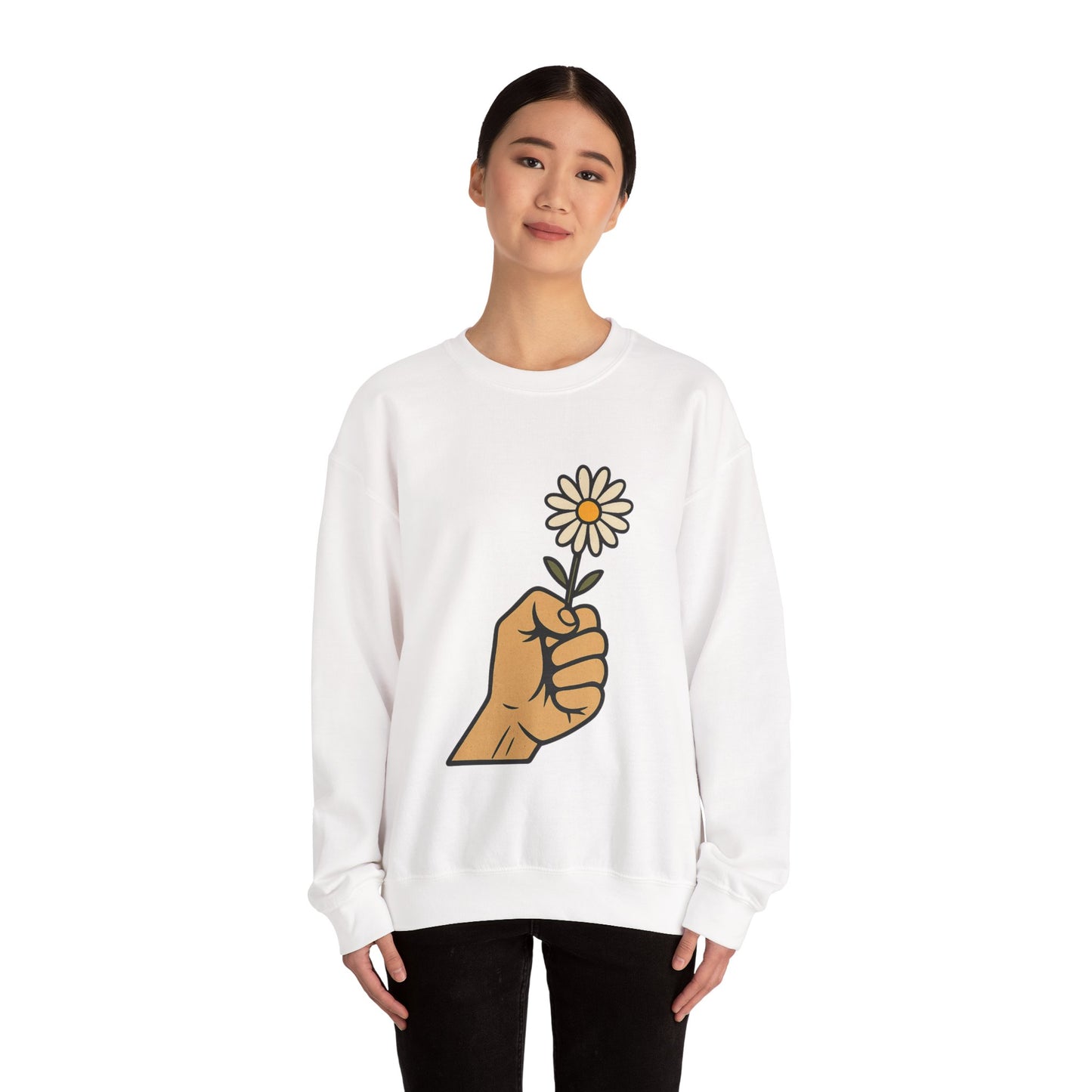 Floral Motif Sweatshirt - Cozy Spring Vibes, Perfect Gift for Friends, Unisex Fashion, Casual Outfits, Eco-Friendly Gift