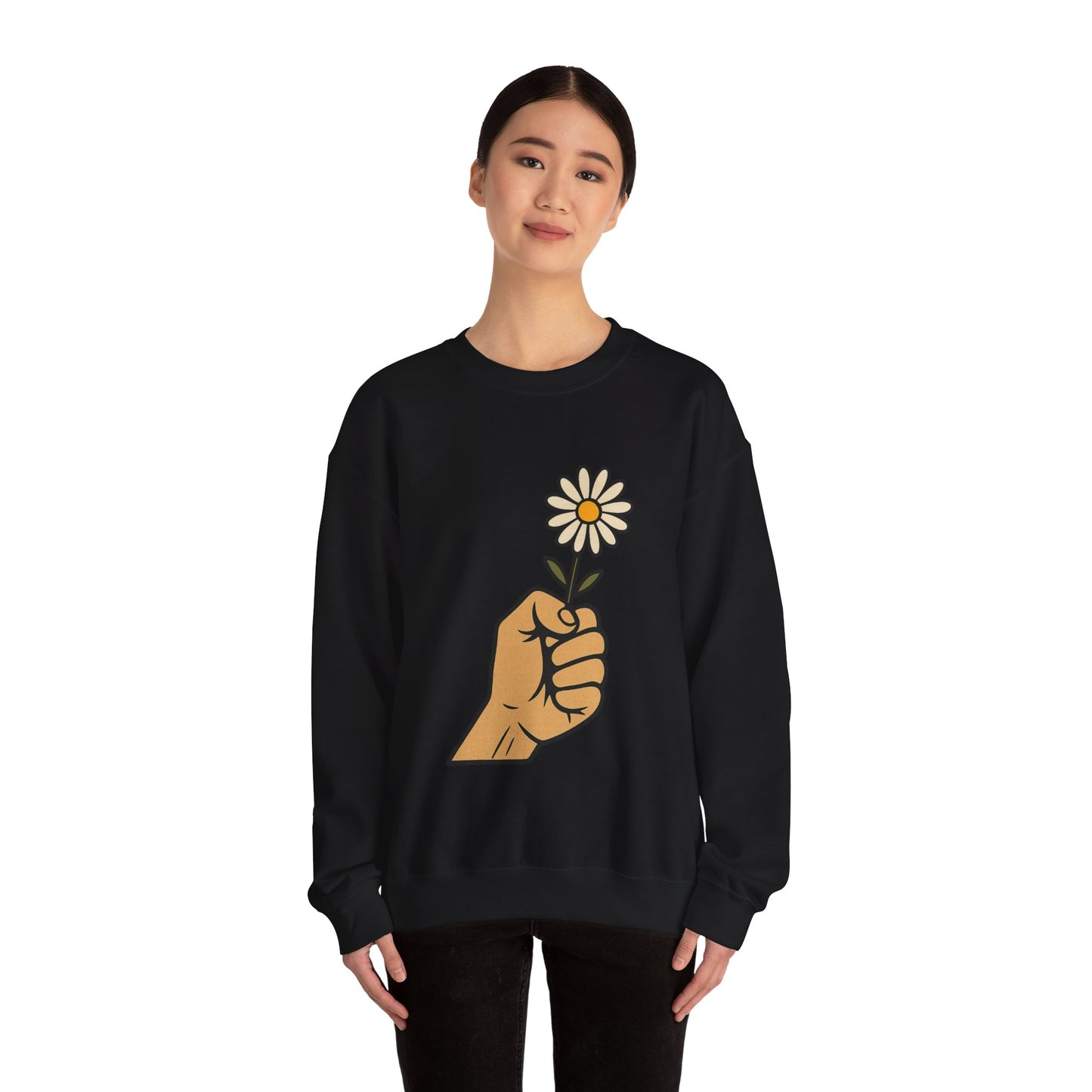 Floral Motif Sweatshirt - Cozy Spring Vibes, Perfect Gift for Friends, Unisex Fashion, Casual Outfits, Eco-Friendly Gift