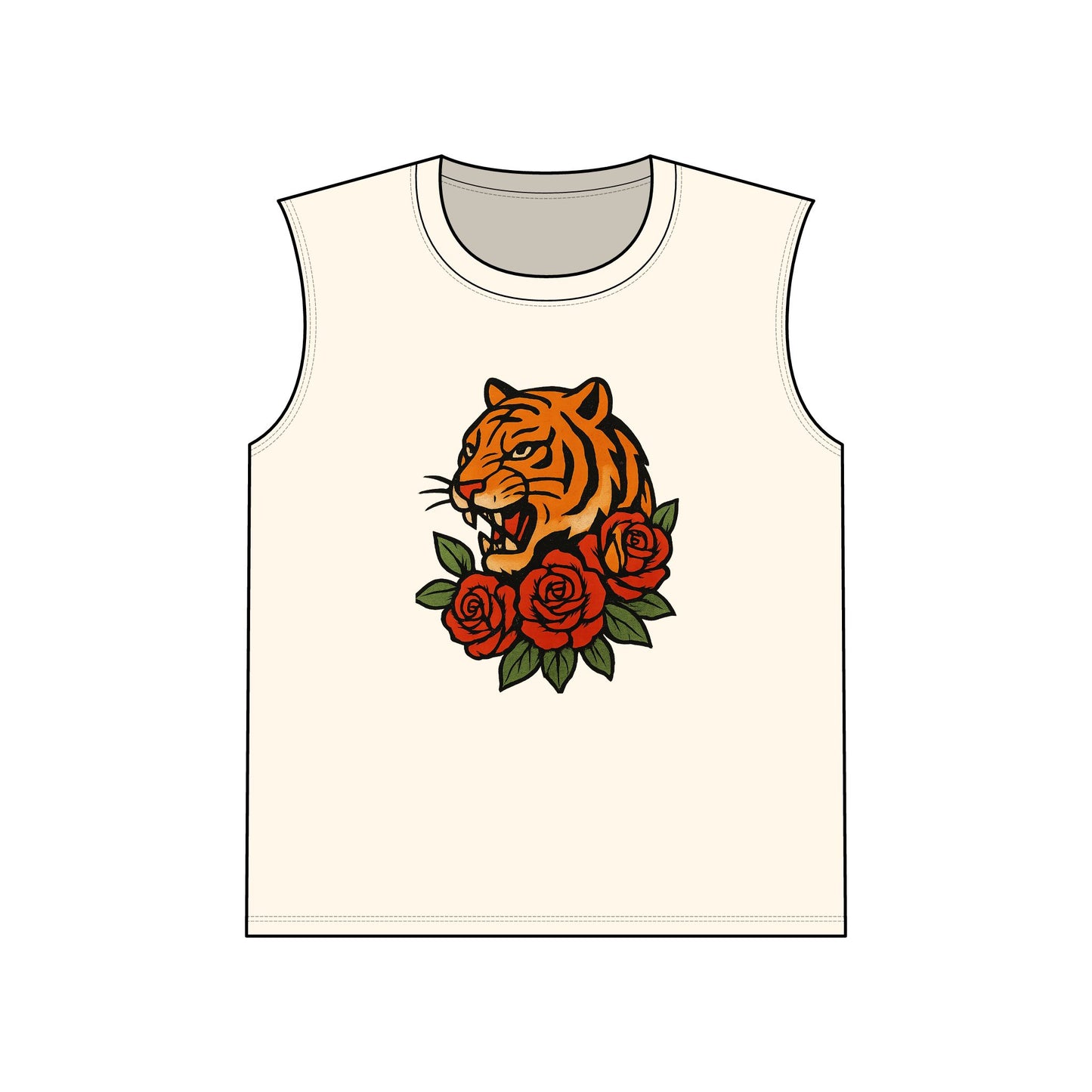 T-shirt Graphique Tigre & Roses – Style Vintage