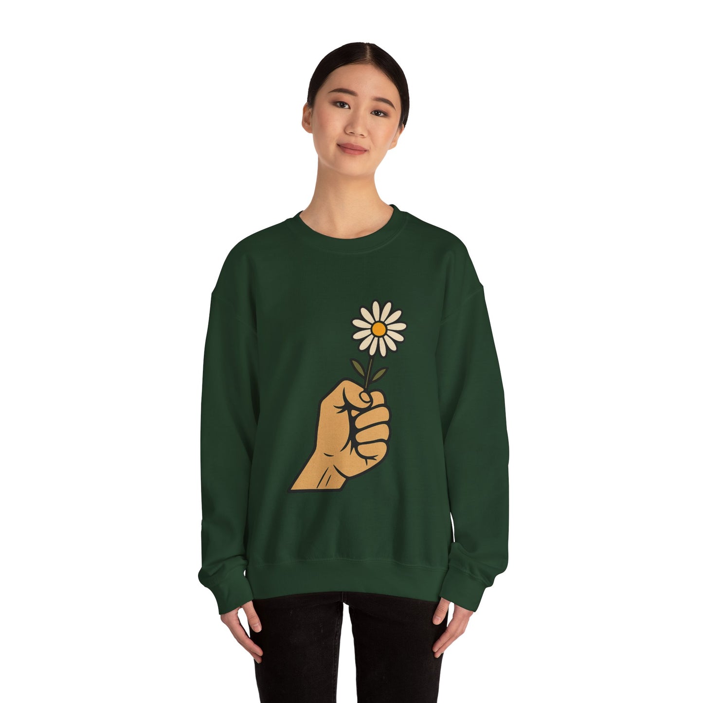 Floral Motif Sweatshirt - Cozy Spring Vibes, Perfect Gift for Friends, Unisex Fashion, Casual Outfits, Eco-Friendly Gift