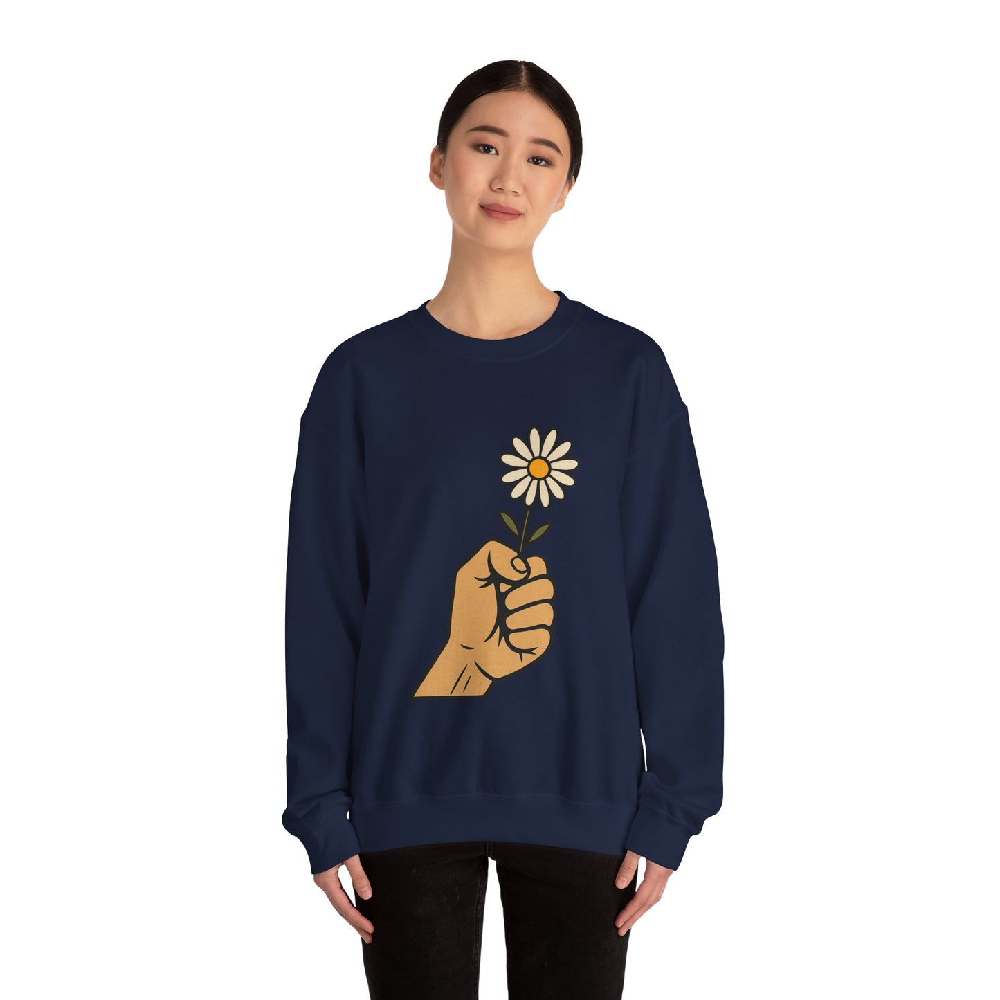 Floral Motif Sweatshirt - Cozy Spring Vibes, Perfect Gift for Friends, Unisex Fashion, Casual Outfits, Eco-Friendly Gift
