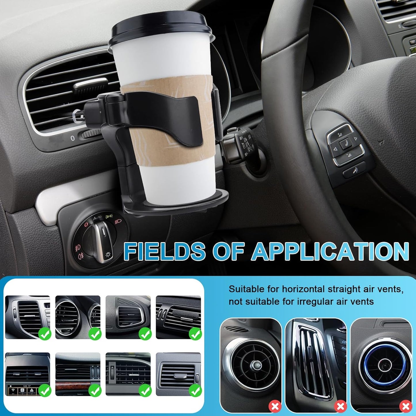 Porte Gobelet Voiture, Lot De 2 Porte-Gobelets Universels Pour Voiture, Support De Ventilation Réglable, Support De Bouteille Pour Cendrier De Voiture, Tasse À Café, Boisson Et Tasse À Café