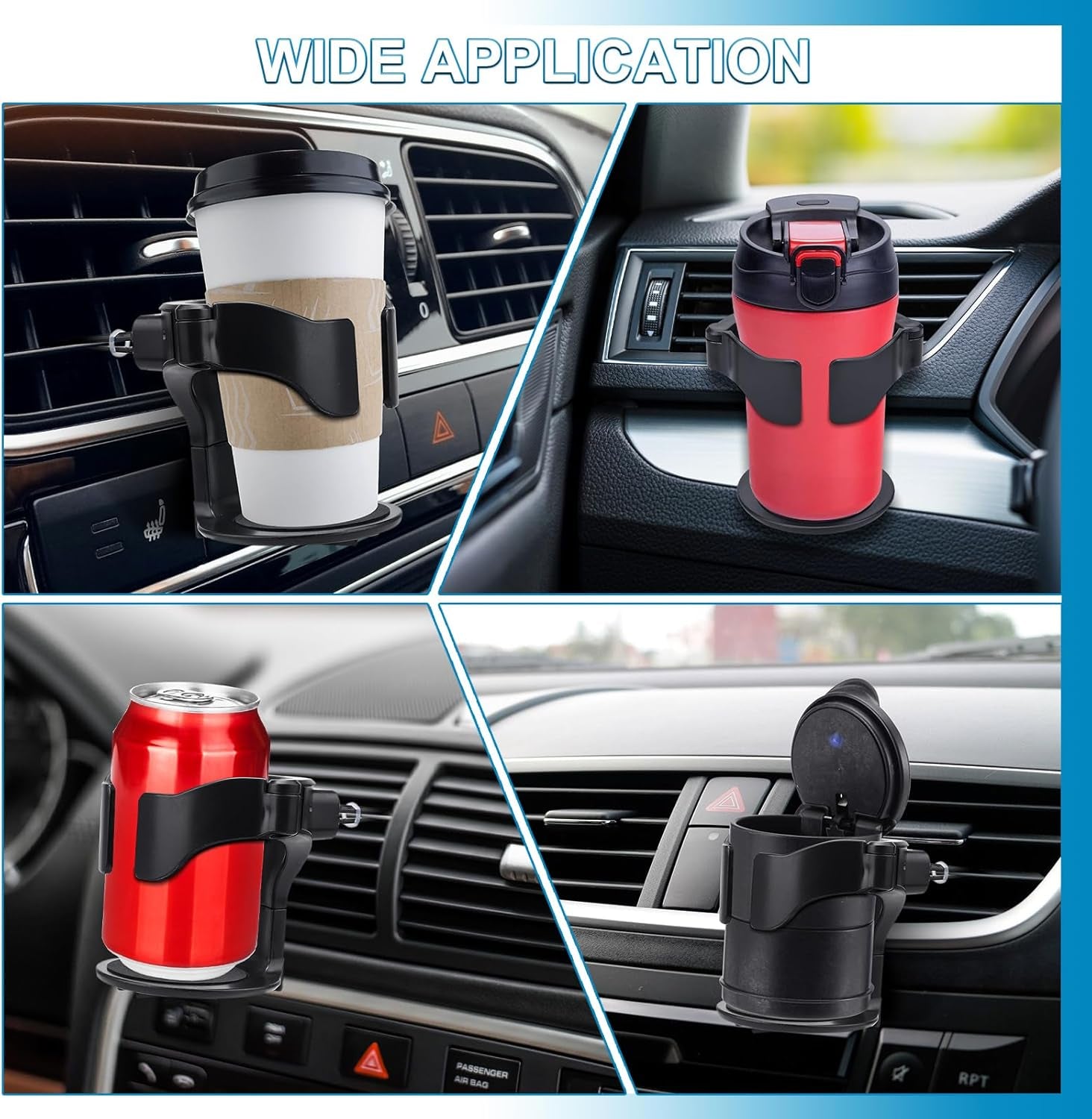 Porte Gobelet Voiture, Lot De 2 Porte-Gobelets Universels Pour Voiture, Support De Ventilation Réglable, Support De Bouteille Pour Cendrier De Voiture, Tasse À Café, Boisson Et Tasse À Café