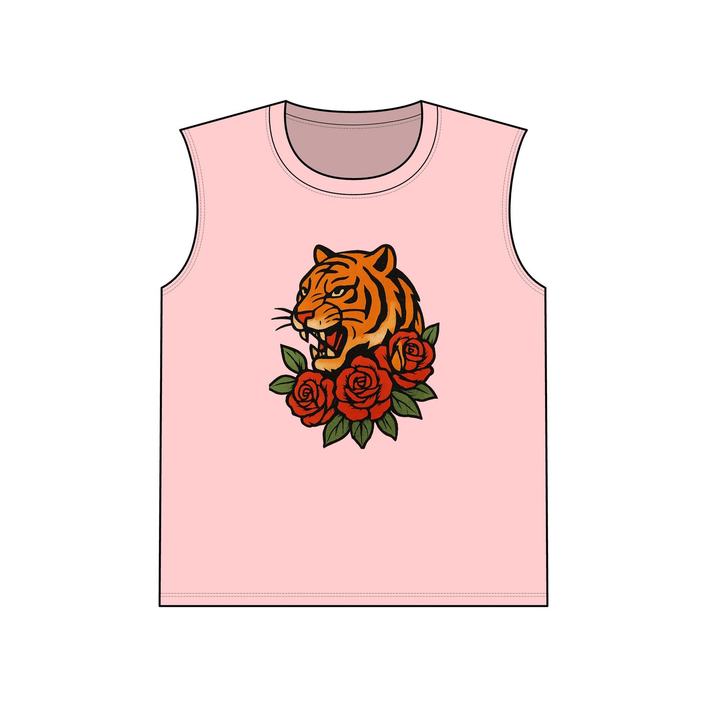 T-shirt Graphique Tigre & Roses – Style Vintage
