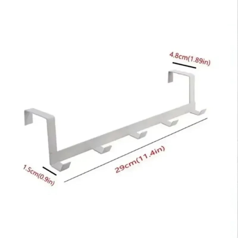 1 Piece of Household Space Saving Five Hook Door Hanger Hook Easy to Install Modern Style Durable Jacket Storage Rack