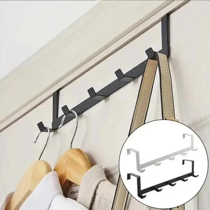 1 Piece of Household Space Saving Five Hook Door Hanger Hook Easy to Install Modern Style Durable Jacket Storage Rack