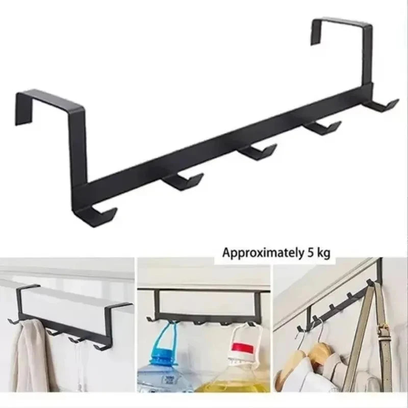 1 Piece of Household Space Saving Five Hook Door Hanger Hook Easy to Install Modern Style Durable Jacket Storage Rack