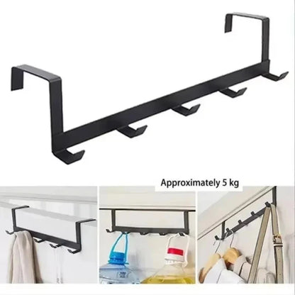 1 Piece of Household Space Saving Five Hook Door Hanger Hook Easy to Install Modern Style Durable Jacket Storage Rack